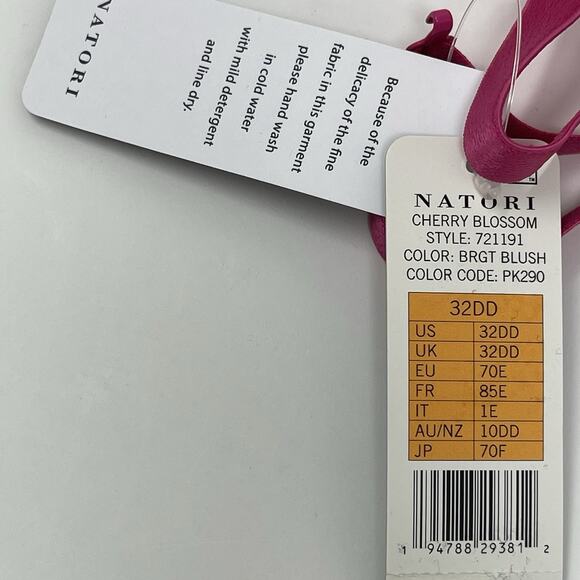 Natori Convertible Bra 32DD Blush Lace Cherry Blossom Plunge Underwire MSRP $76 - Picture 7 of 13
